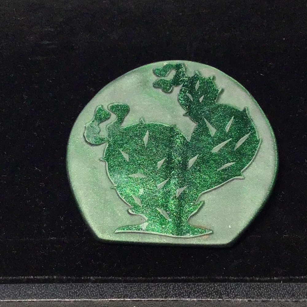 Green Cactus Glass Brooch